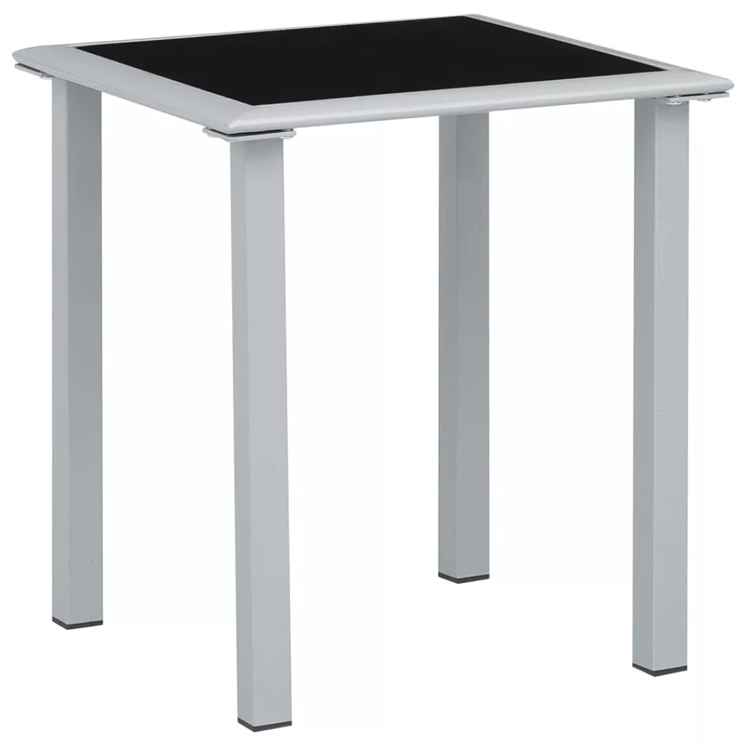 Gartentisch Schwarz Und Silbern 41x41x45 Cm Stahl Und Glas günstig online kaufen