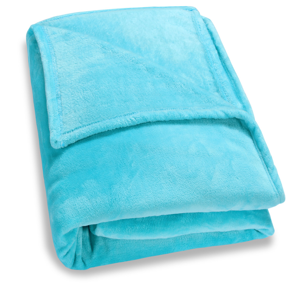 Mikrofaser Kuscheldecke Hellblau 240x220cm günstig online kaufen