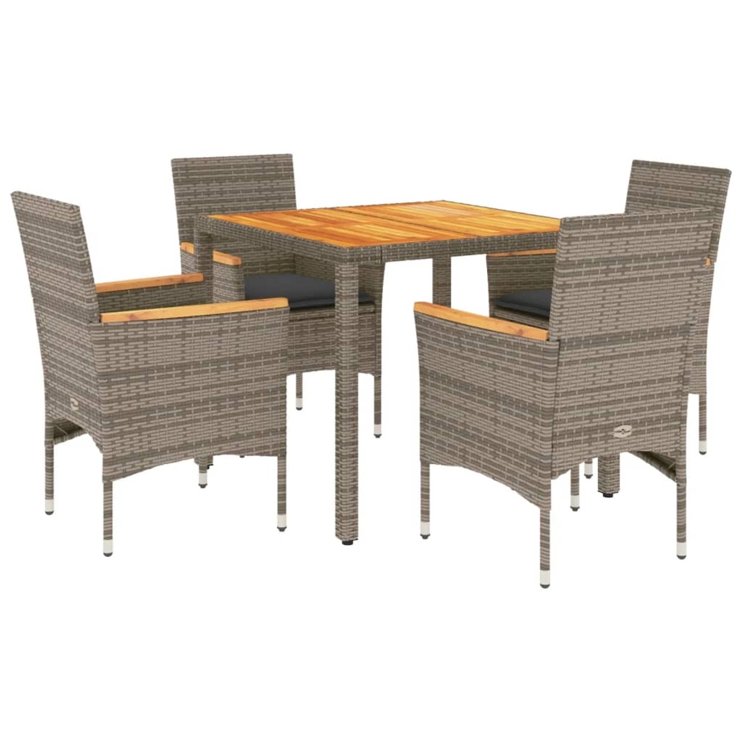 vidaXL 5-Tlg Garten-Essgruppe mit Kissen Grau Poly Rattan Akazie 3278634 günstig online kaufen