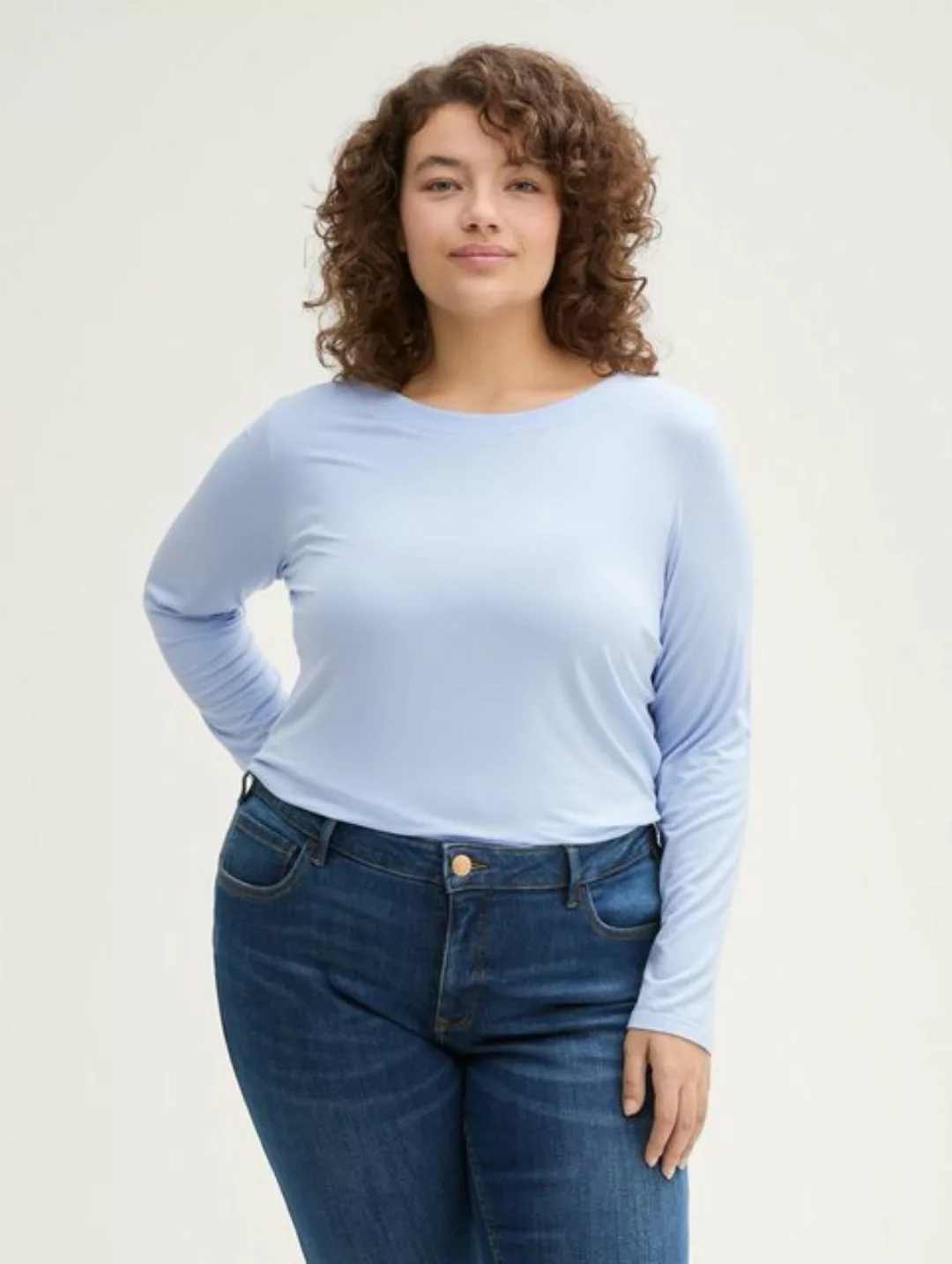 TOM TAILOR PLUS Langarmshirt Plus Size - Langarmshirt mit Modal günstig online kaufen