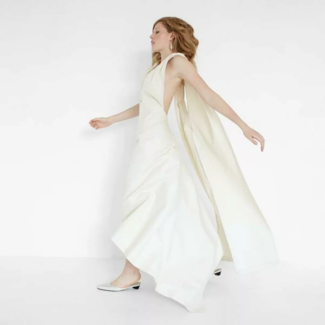 Cremefarbenes Hochzeitskleid Mit Schleppe Aus Bio-baumwolle günstig online kaufen