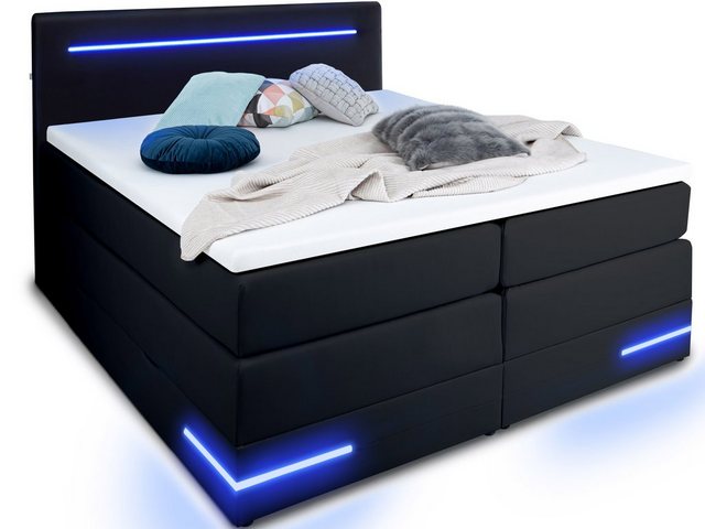 wonello Boxspringbett Daytona, mit LED Beleuchtung und Topper, wahlweise mi günstig online kaufen