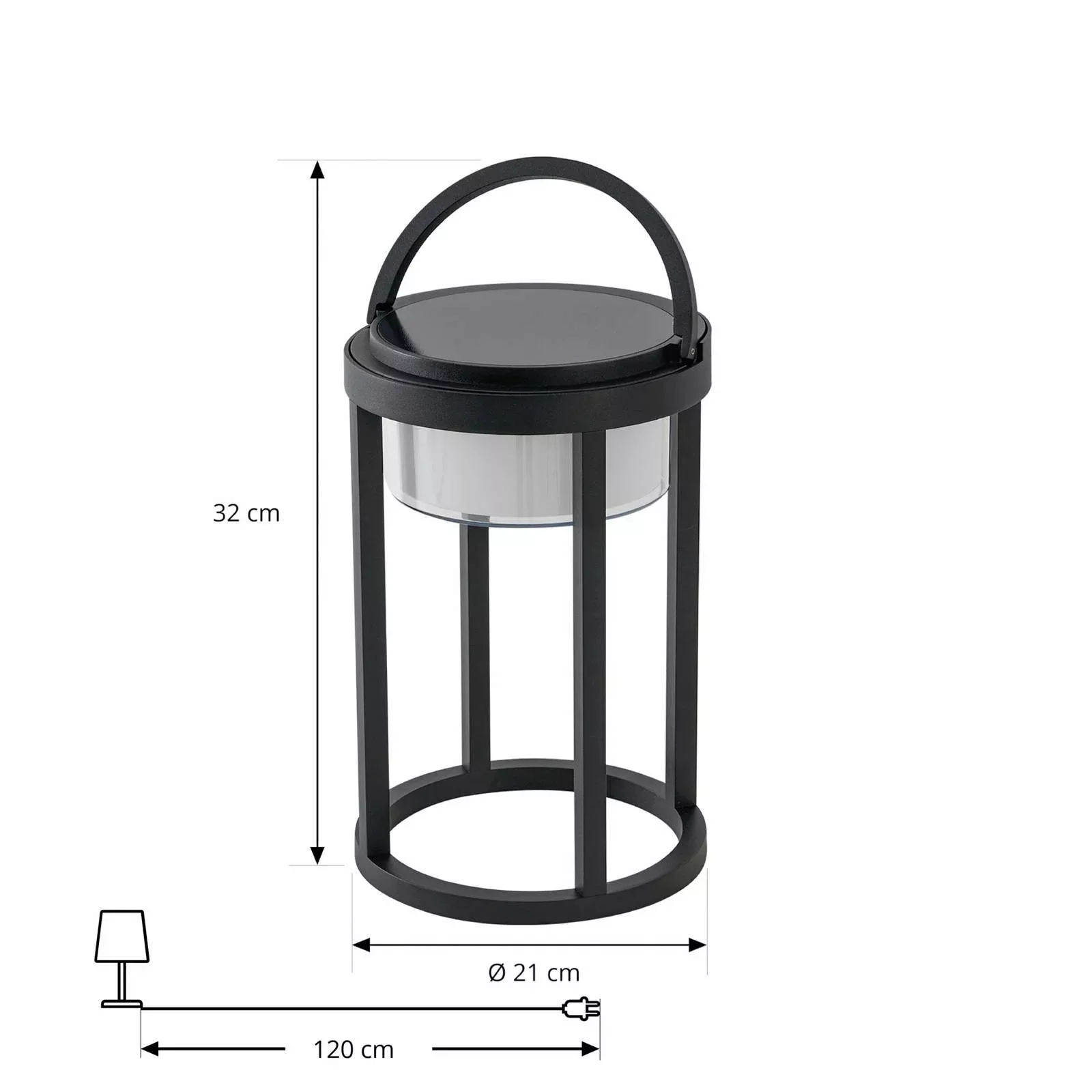 Lucande LED-Solartischlampe Tilena, rund, schwarz, dimmbar günstig online kaufen