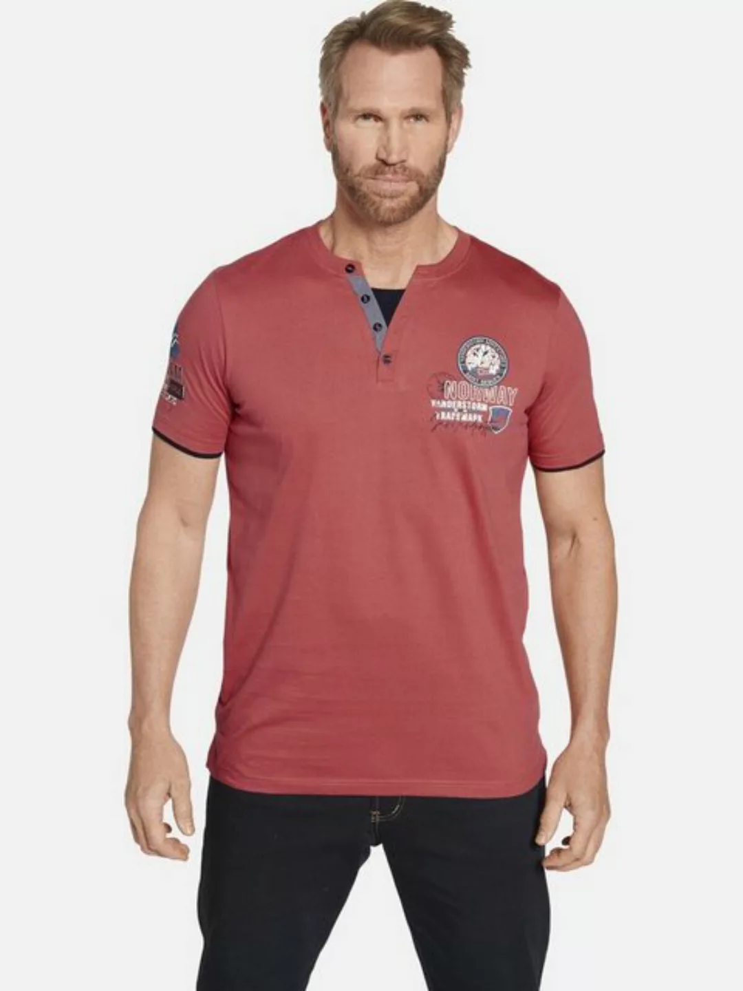 Jan Vanderstorm T-Shirt HINDERK mit Details in Kontrastfarben günstig online kaufen
