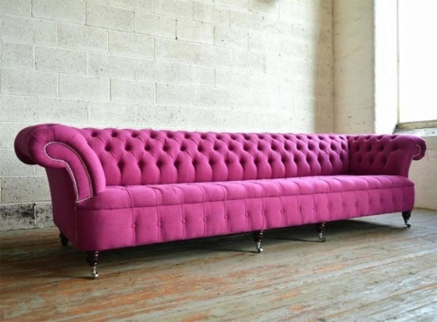 JVmoebel Chesterfield-Sofa Chesterfield 5 Sitzer Sofa Design Rosa Couch 275 günstig online kaufen