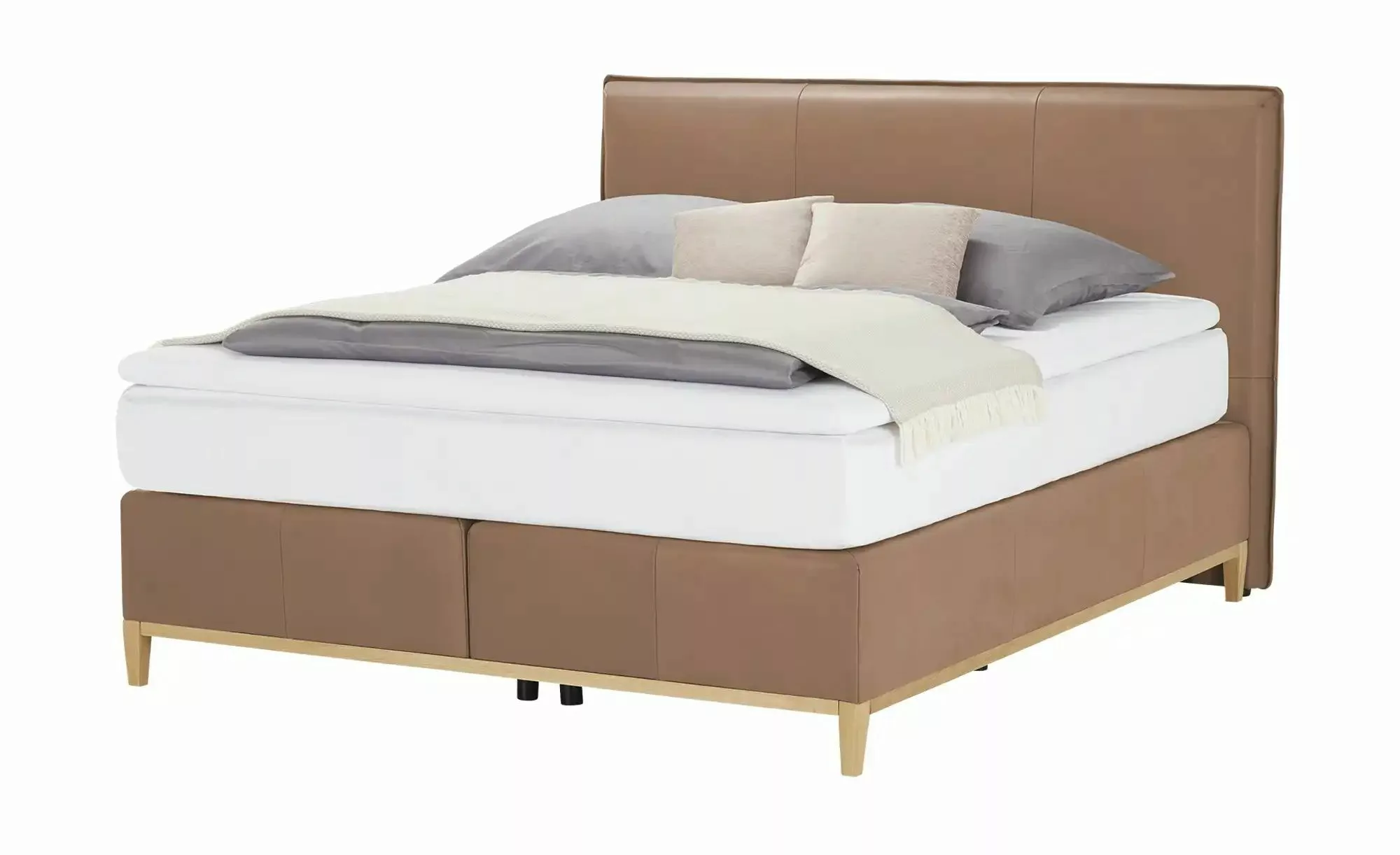 Boxspringbett Echtleder-Bezug Lyon ¦ braun ¦ Maße (cm): B: 168 H: 121 Bette günstig online kaufen