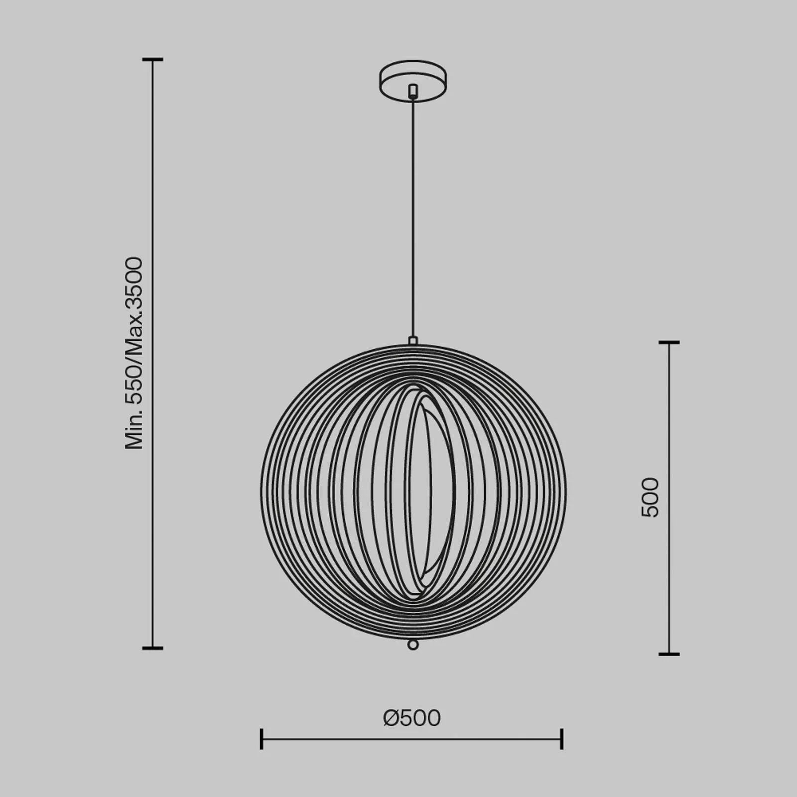 Maytoni Hängeleuchte Roots, Kugelform, Ø 50 cm, Holz/schwarz günstig online kaufen