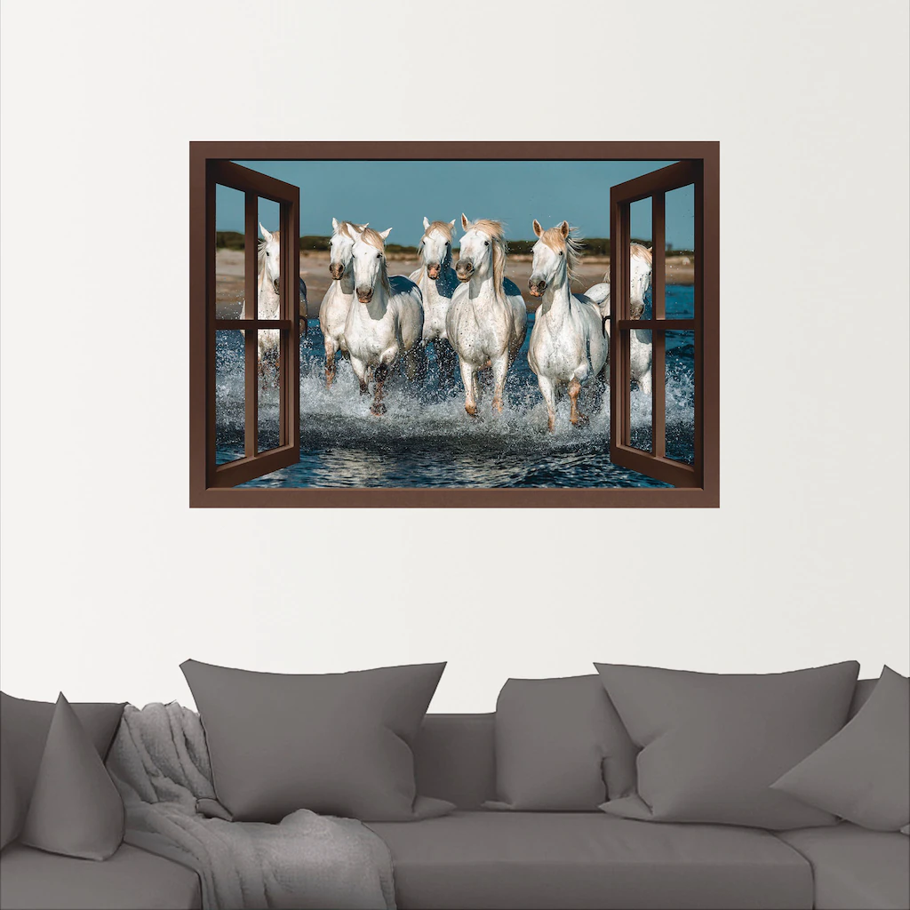 Artland Wandfolie "Fensterblick Pferde am Strand", Haustiere, (1 St.), selb günstig online kaufen