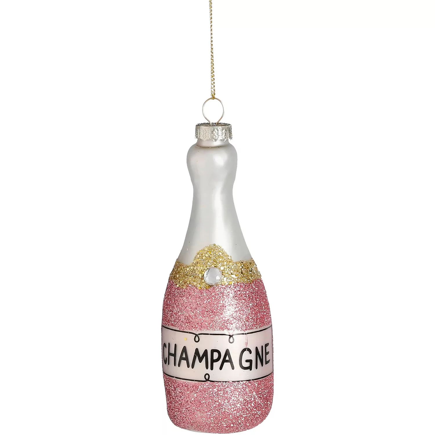 Ornament Champagnerflasche Rosa 13,5 cm günstig online kaufen