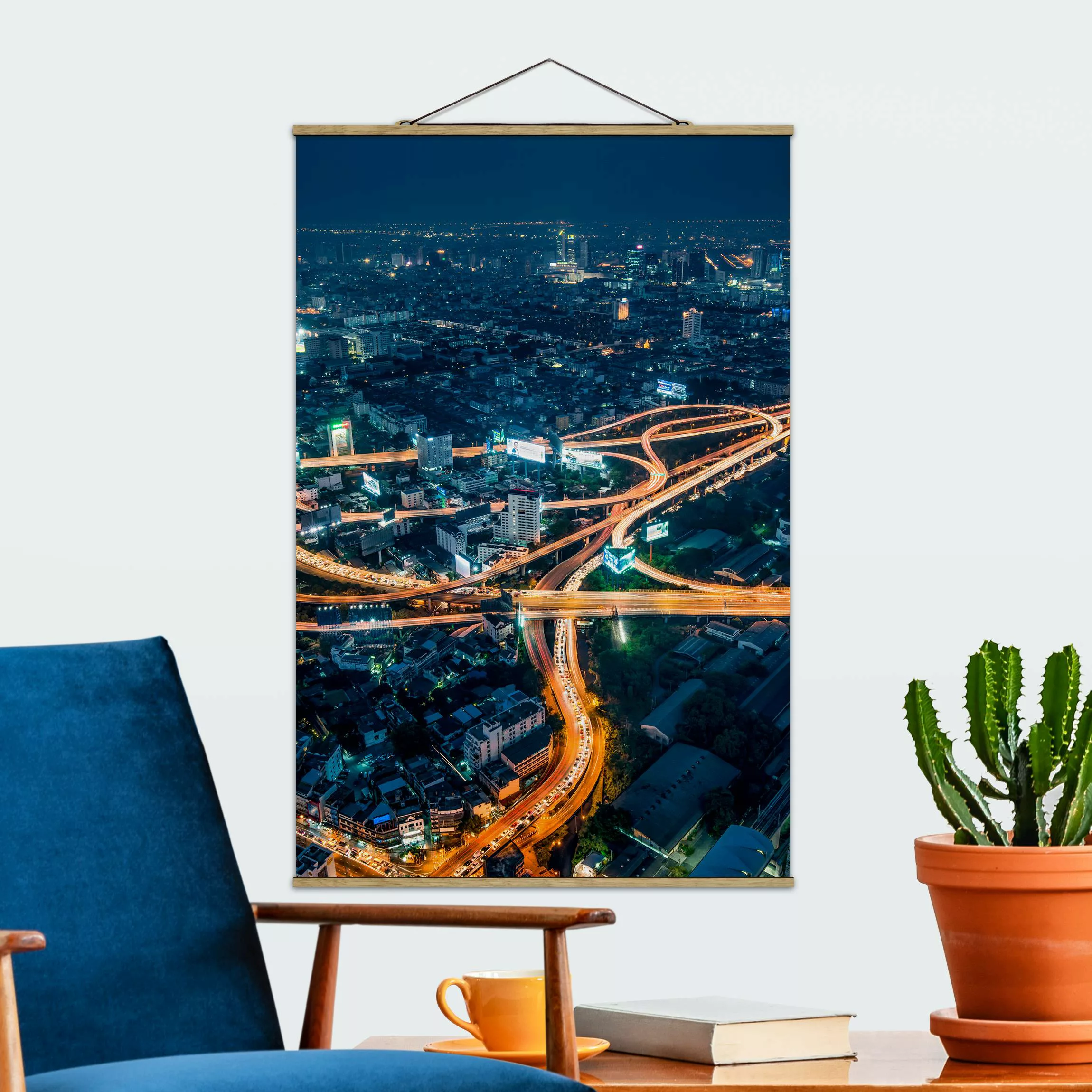 Stoffbild mit Posterleisten Eine Nacht in Bangkok günstig online kaufen