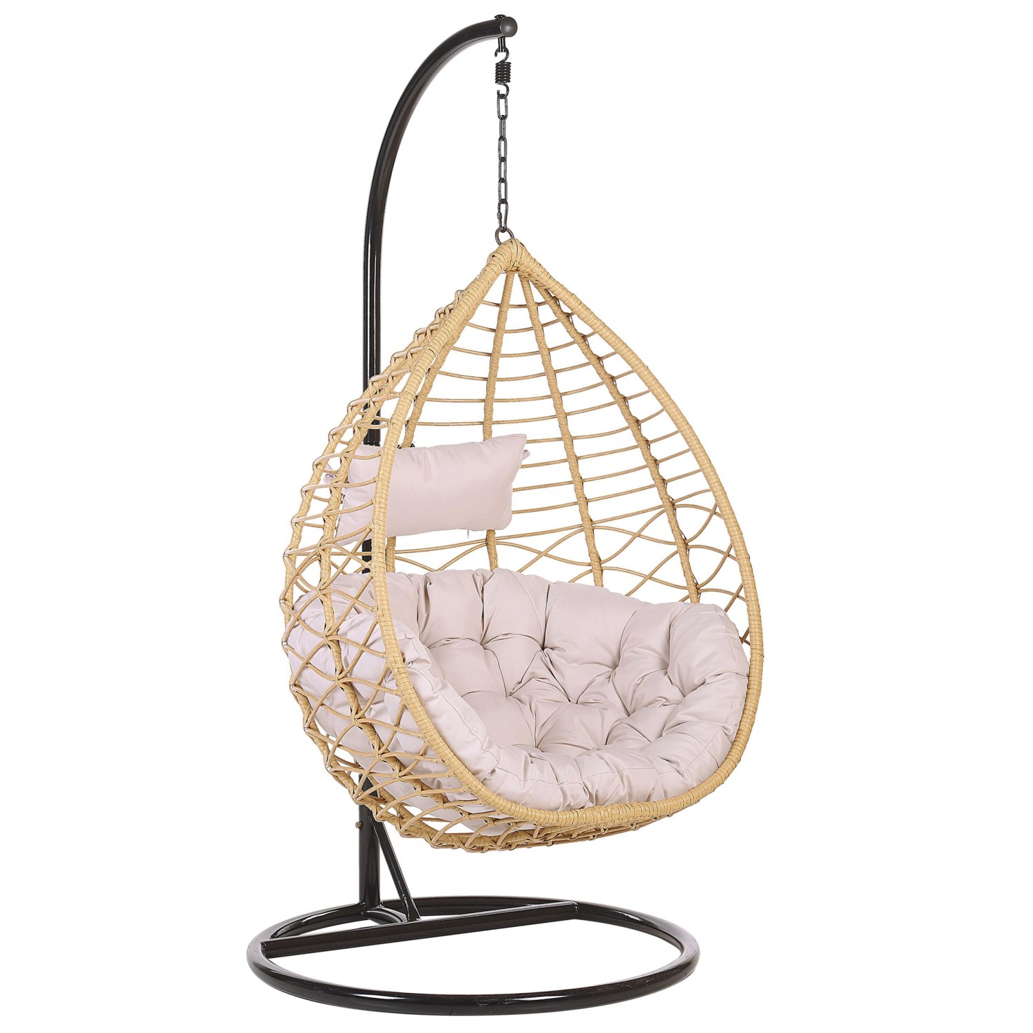 Beliani Hängesessel Naturfarben Beige Schwarz Grau 97x100x199 günstig online kaufen