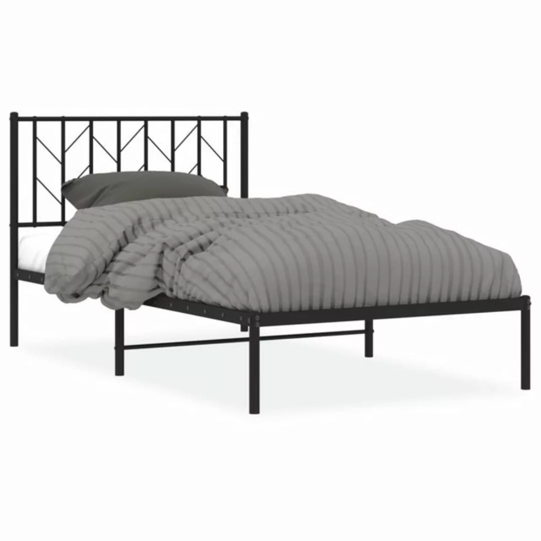 vidaXL Bettgestell, Bettrahmen mit Kopfteil Metall Schwarz 100x190 cm günstig online kaufen