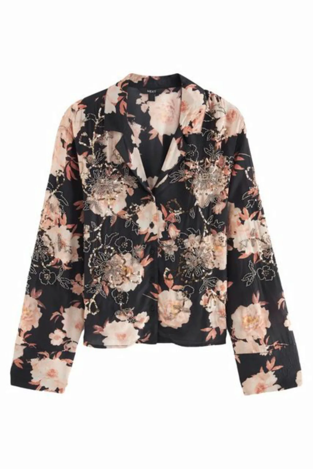 Next Langarmbluse Langärmelige Bluse mit Blumenprint und Pailletten (1-tlg) günstig online kaufen