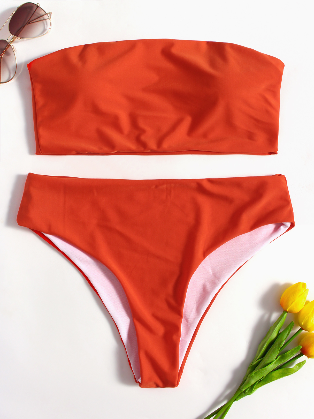 Orange Sexy Basic trägerloses Bikini-Set günstig online kaufen