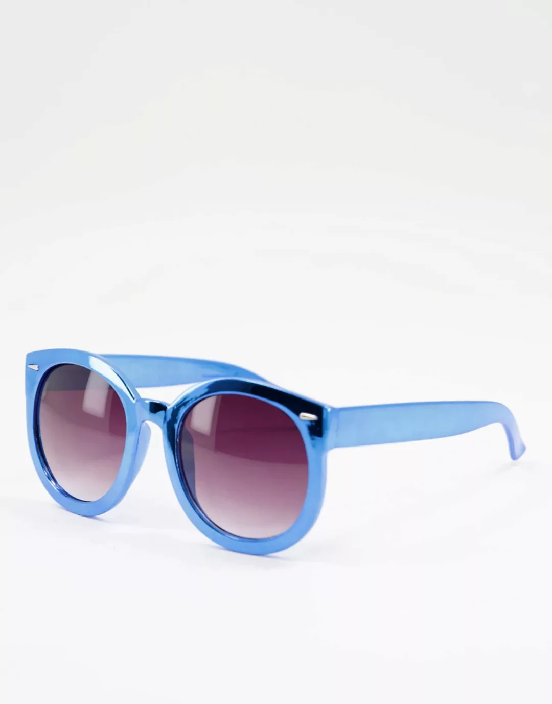 Jeepers Peepers – Sonnenbrille mit runden Gläsern und breitem Rahmen-Blau günstig online kaufen