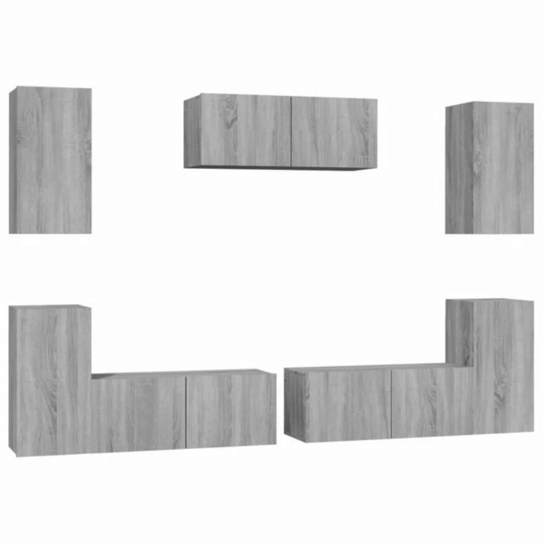 furnicato TV-Schrank 7-tlg. TV-Schrank-Set Grau Sonoma Holzwerkstoff günstig online kaufen