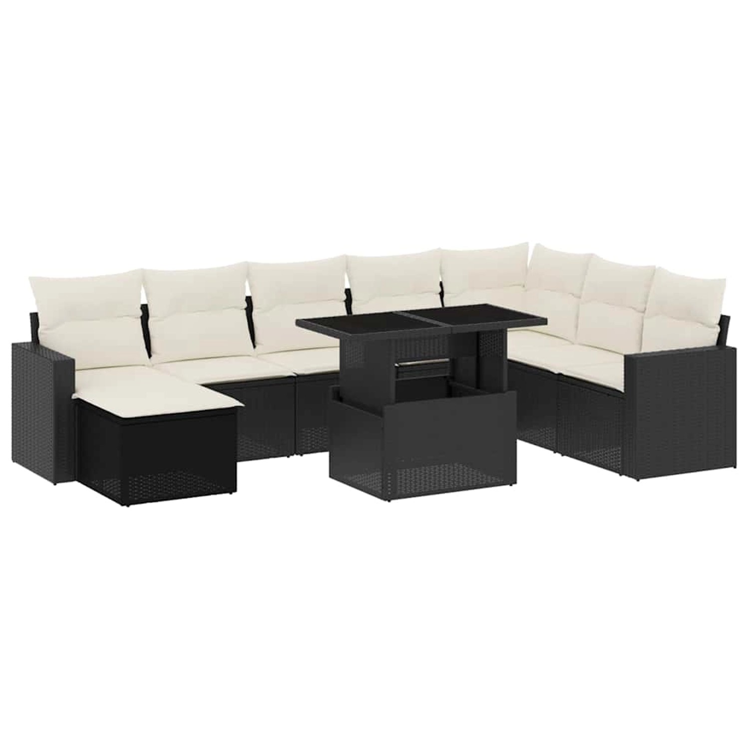 vidaXL 9-Tlg Garten-Sofagarnitur mit Kissen Schwarz Poly Rattan 3267466 günstig online kaufen