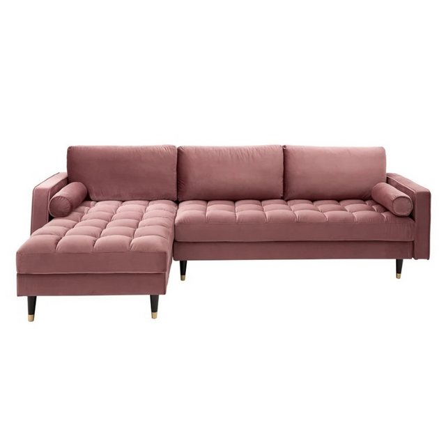 LebensWohnArt Sofa Ecksofa 260cm Ottomane beidseitig COMFORT alt-rosa Samt günstig online kaufen