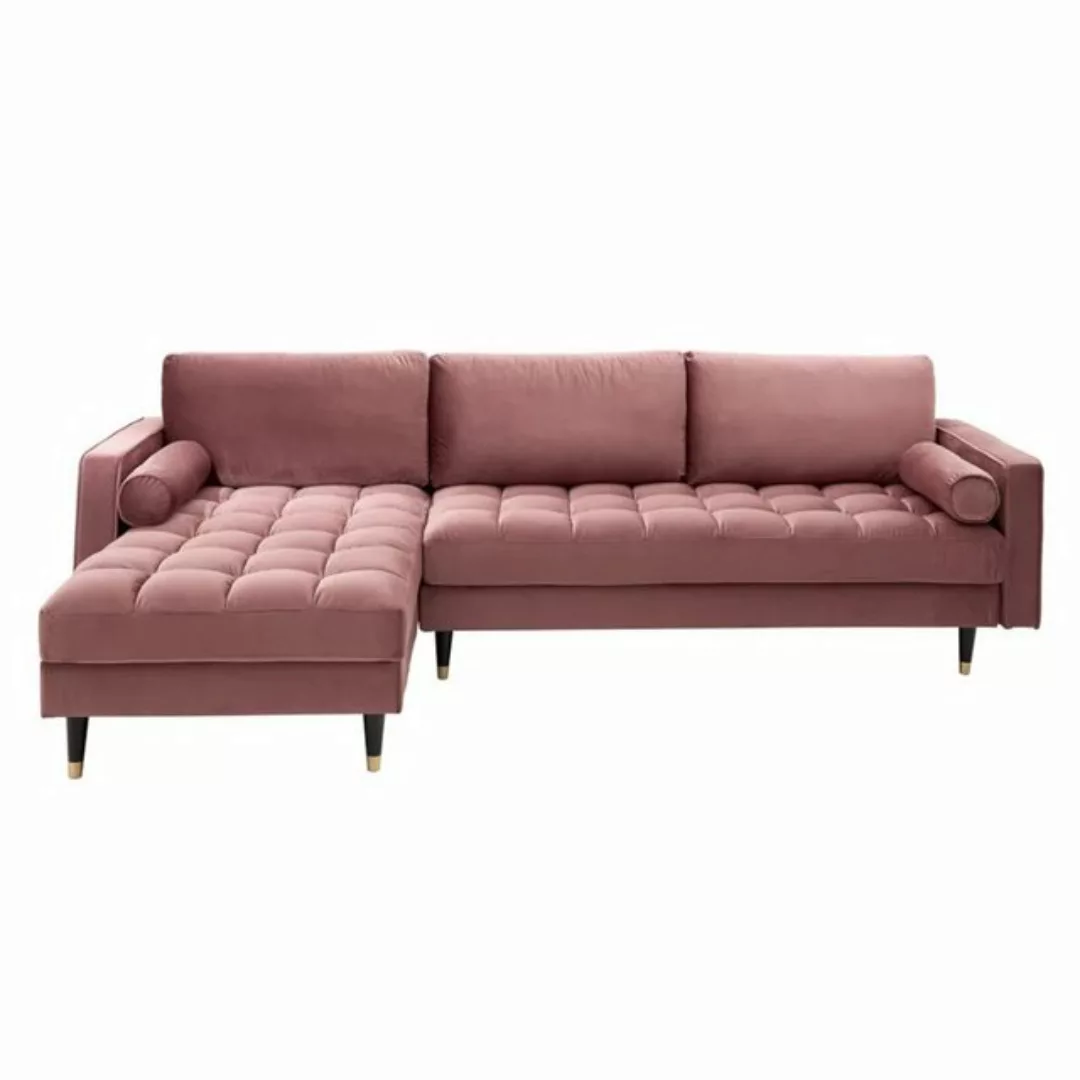 LebensWohnArt Sofa Ecksofa 260cm Ottomane beidseitig COMFORT alt-rosa Samt günstig online kaufen