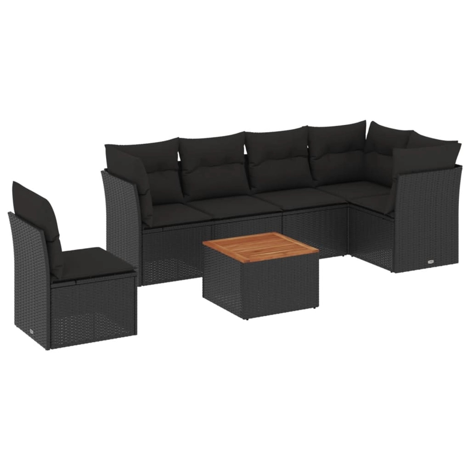 vidaXL 7-tlg Garten-Sofagarnitur mit Kissen Schwarz Poly Rattan Modell 103 günstig online kaufen