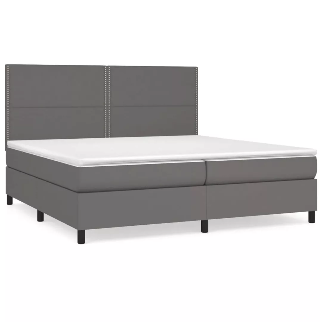 Vidaxl Boxspringbett Mit Matratze Grau 200x200 Cm Kunstleder günstig online kaufen