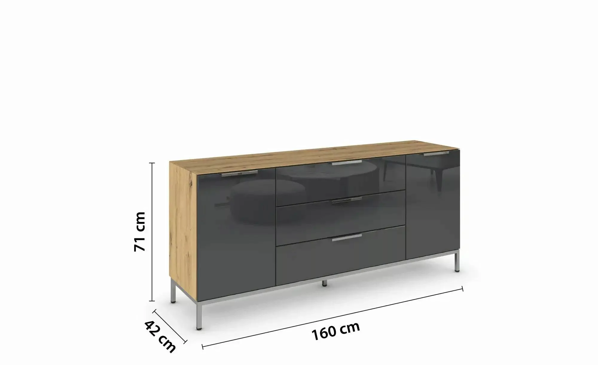 Sideboard   ¦ holzfarben ¦ Maße (cm): B: 160 H: 72 Kommoden & Sideboards > günstig online kaufen