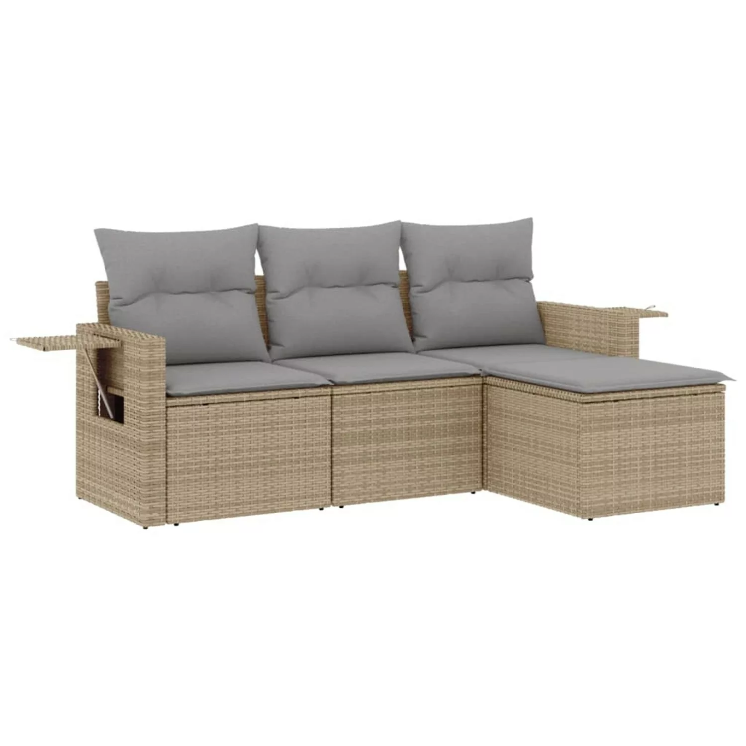 vidaXL 4-tlg Garten-Sofagarnitur mit Kissen Beige Poly Rattan Modell 48 günstig online kaufen