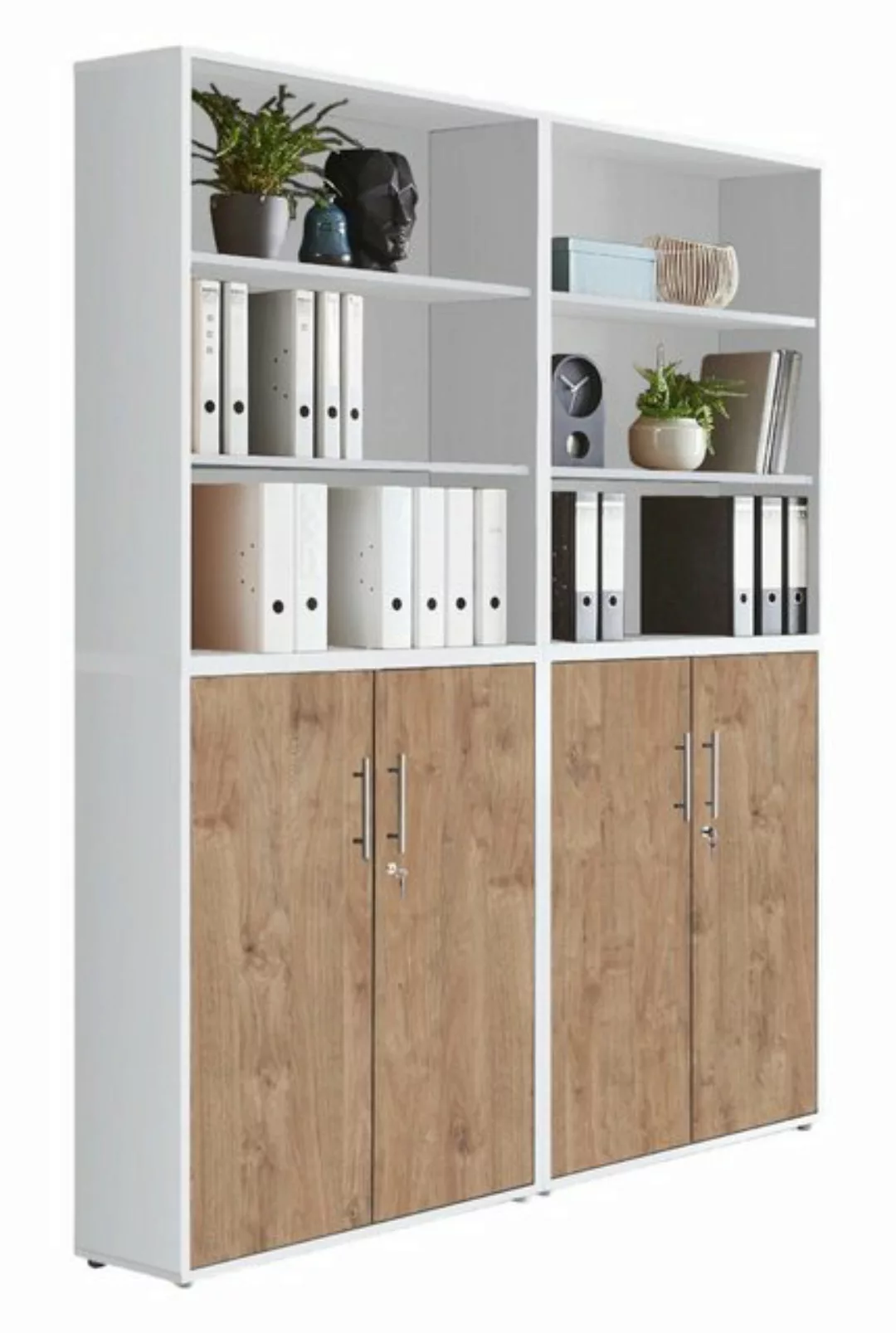 BMG Möbel Aktenschrank Office Edtion (Set 11 Weiß/ Gold Harbor Oak, Bürosch günstig online kaufen