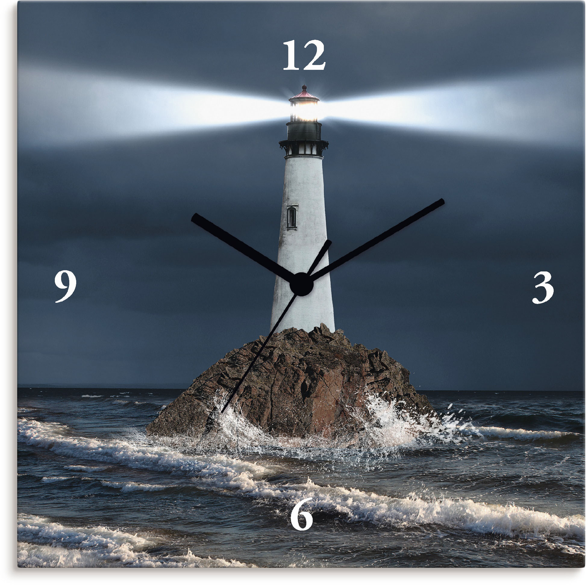 Artland Wanduhr "Bild von Leuchtturm mit Lichtstrahl", wahlweise mit Quarz- günstig online kaufen