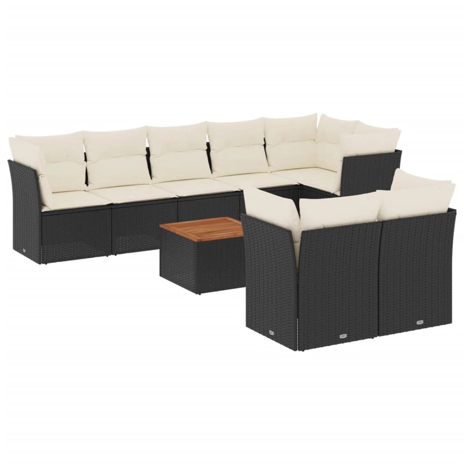 vidaXL 9-Tlg Garten-Sofagarnitur mit Kissen Schwarz Poly Rattan 3223732 günstig online kaufen