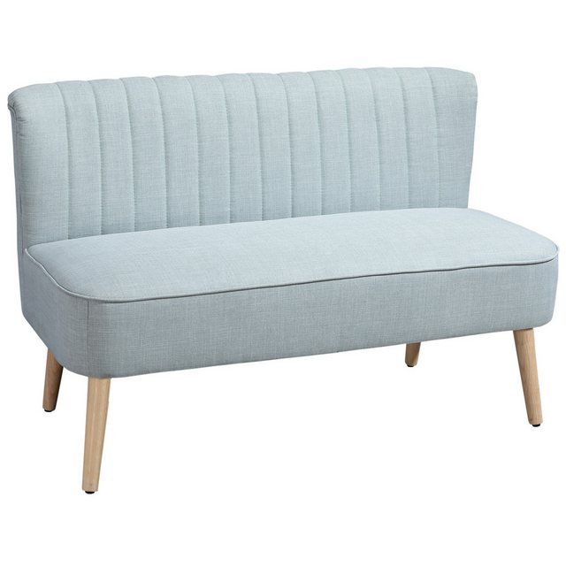 HOMCOM 2-Sitzer Zweisitzer, Loveseat mit Leinenoptik, Doppelsofa mit Holzbe günstig online kaufen