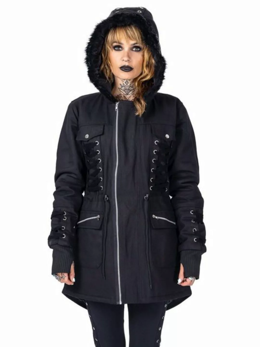 Vixxsin Blouson Emre Jacke Gothic Metal Schnürung günstig online kaufen
