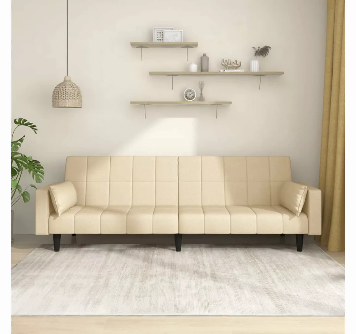 vidaXL Sofa Schlafsofa 2 Sitzer Sofa mit Schlaffunktion Stoff, Creme günstig online kaufen