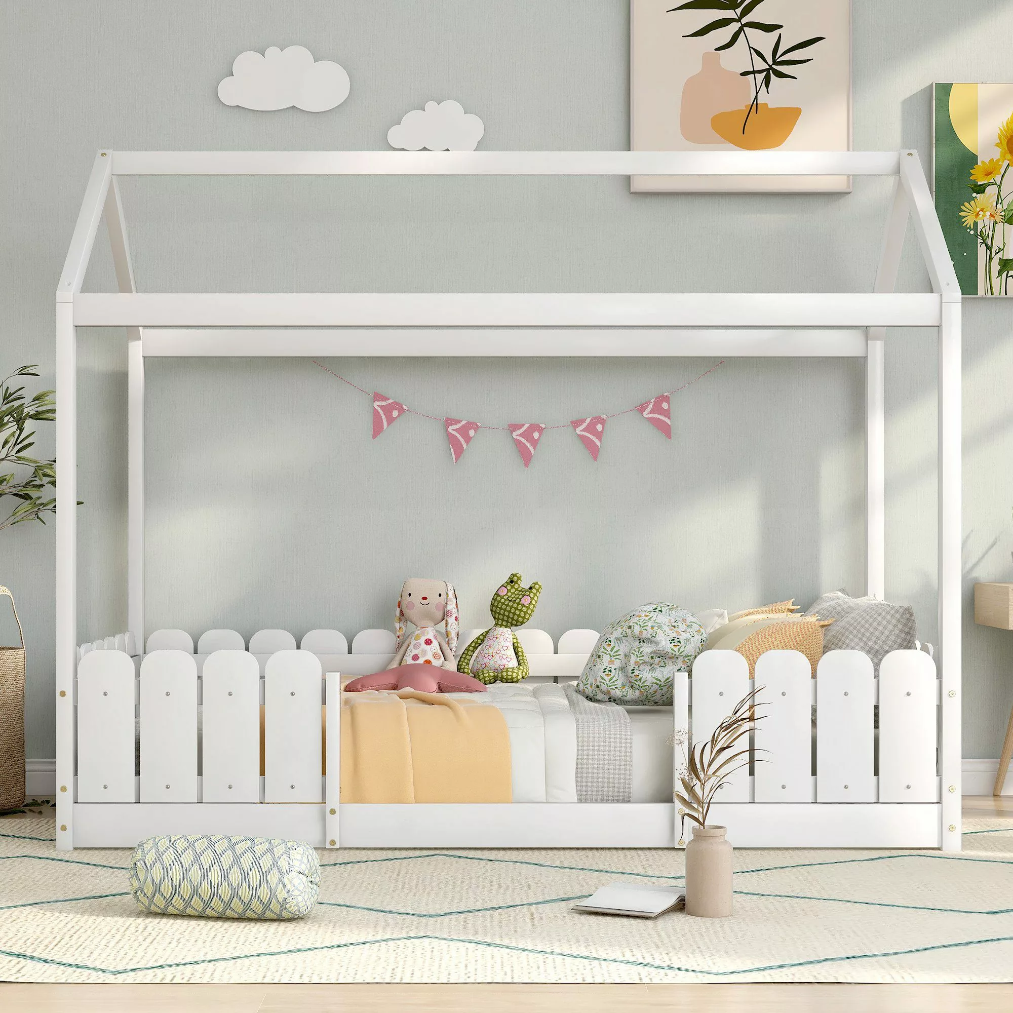 Flieks Kinderbett (1-tlg), Hausbett Kiefernholz 90x200cm günstig online kaufen