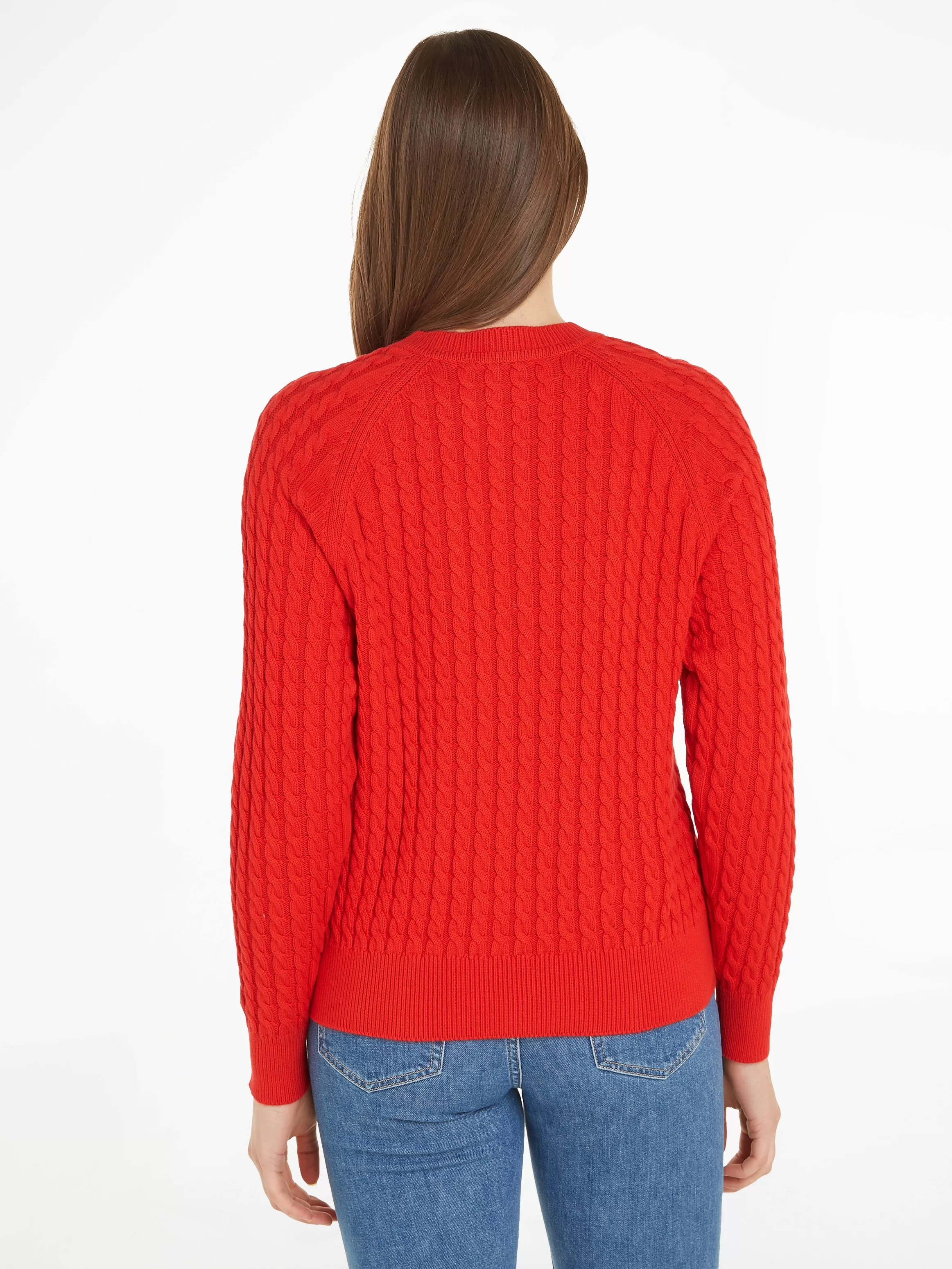 Tommy Hilfiger Rundhalspullover CO CABLE C-NK SWEATER mit Zopfmuster günstig online kaufen