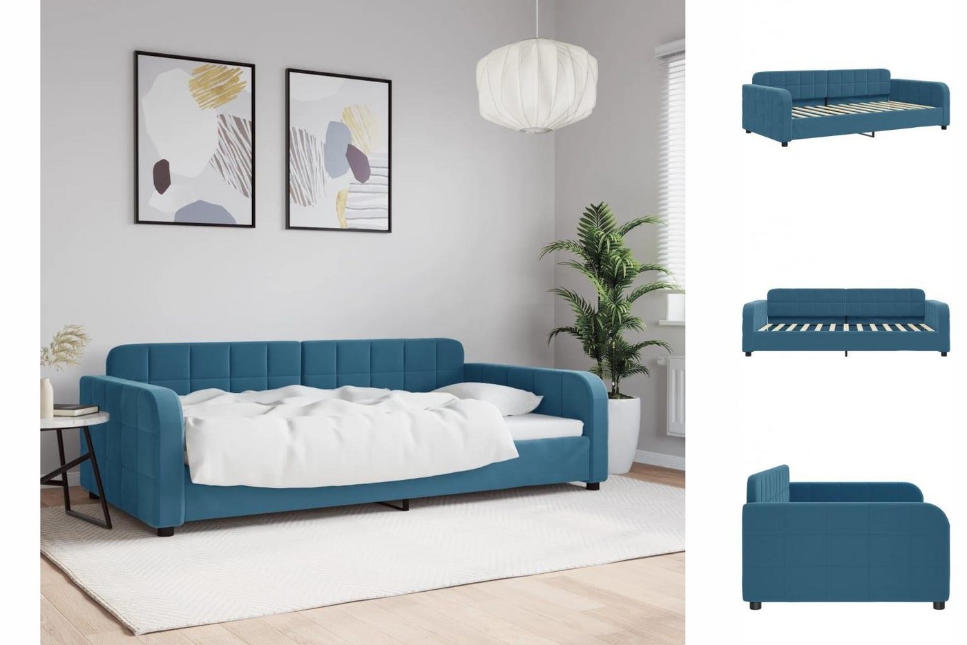 vidaXL Gästebett Tagesbett Blau 100x200 cm Samt Gästebett Gästecouch Gästes günstig online kaufen