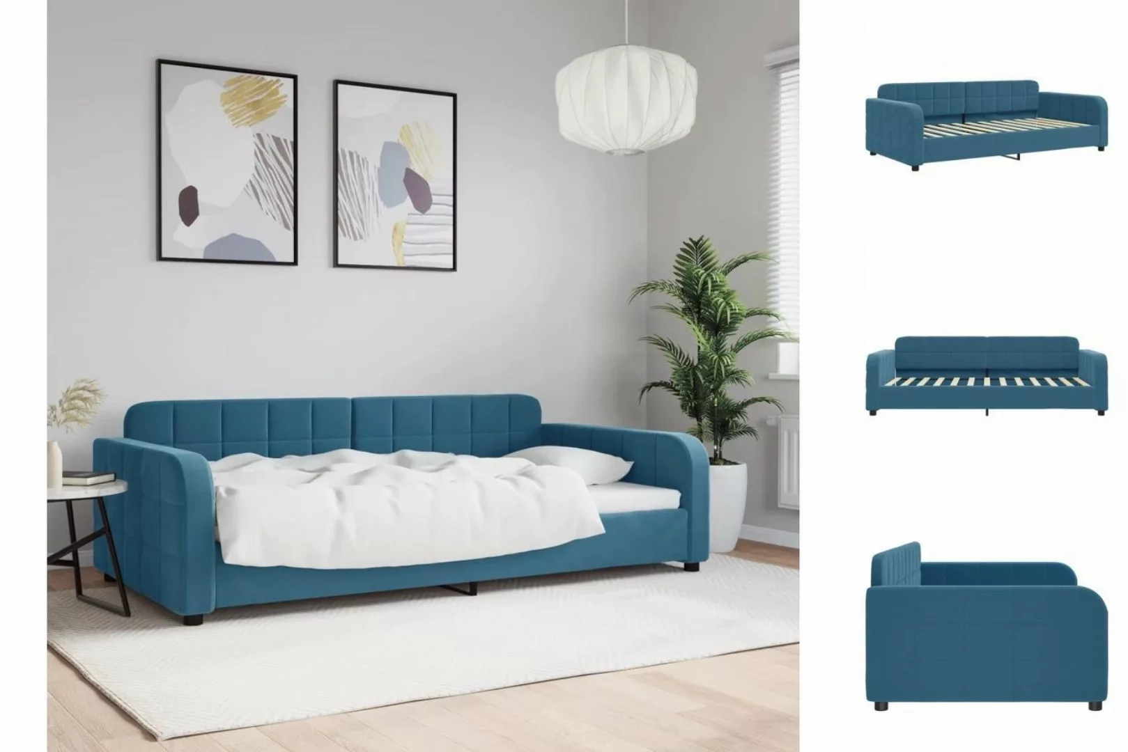 vidaXL Gästebett Tagesbett Blau 100x200 cm Samt Gästebett Gästecouch Gästes günstig online kaufen