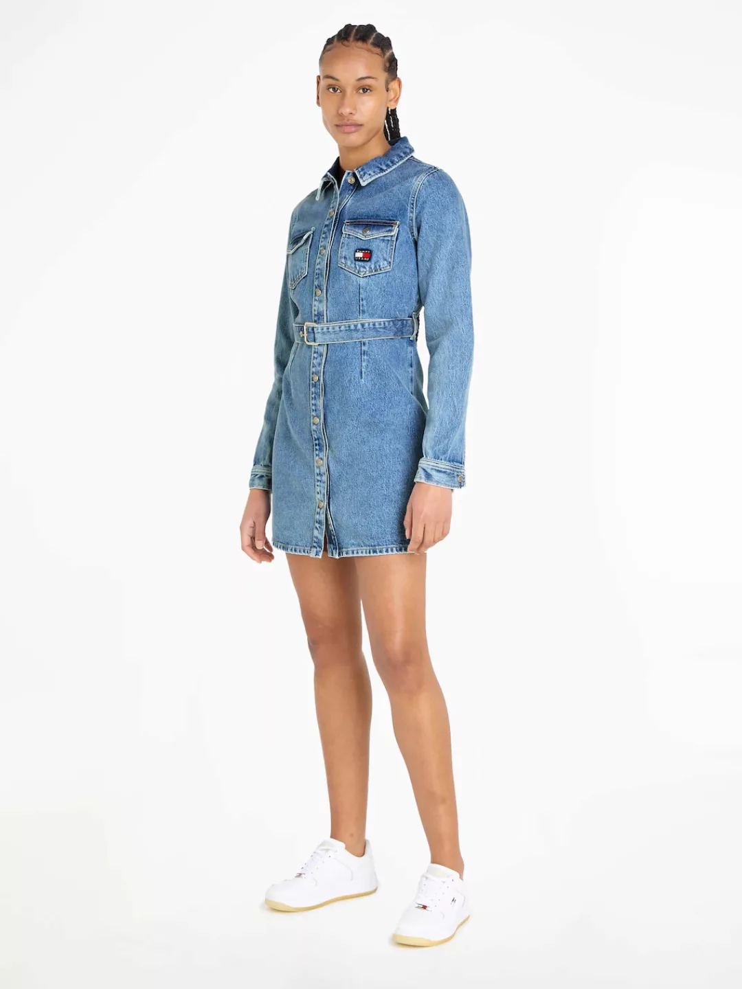 Tommy Jeans Jeanskleid "SLIM BELTED LS DRESS DG7012", (2 tlg.), Mit Tommy J günstig online kaufen