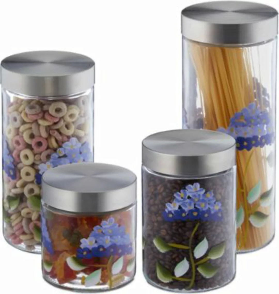 relaxdays 4er Set Vorratsgläser Blumenmuster mehrfarbig günstig online kaufen