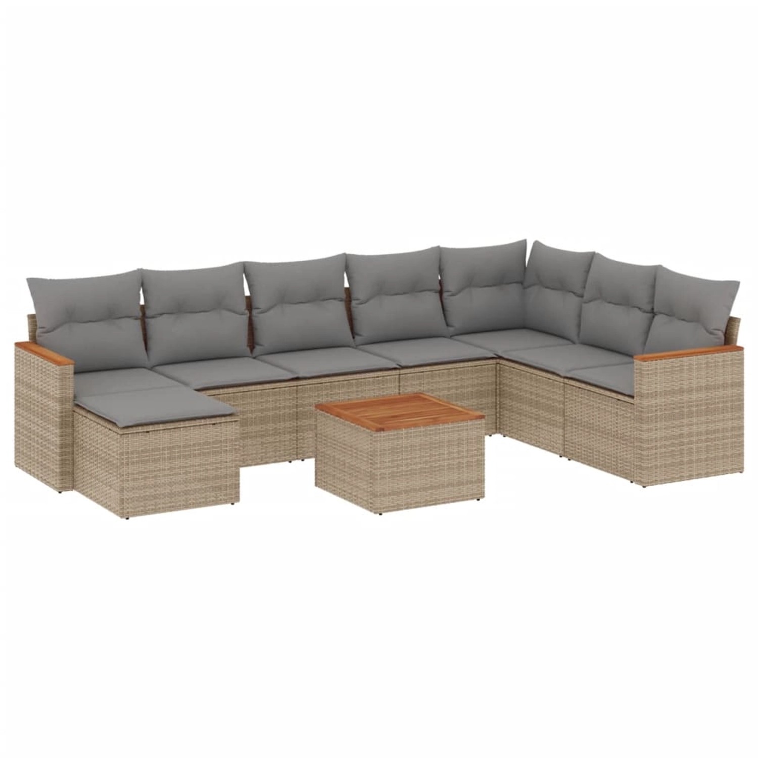 vidaXL 9-Tlg Garten-Sofagarnitur mit Kissen Beige Poly Rattan 3226255 günstig online kaufen