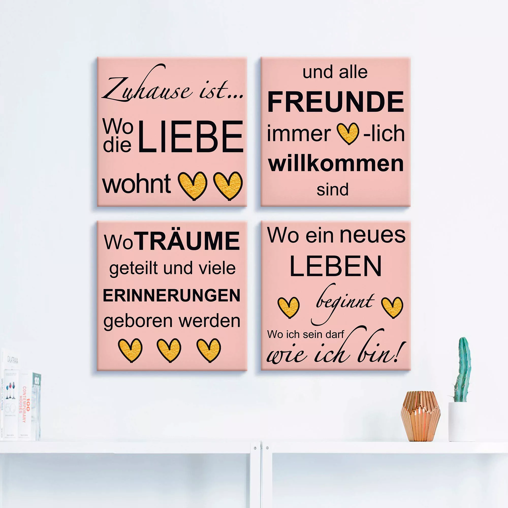 Artland Leinwandbild »Wo die Liebe wohnt«, Sprüche & Texte, (4 St.) günstig online kaufen