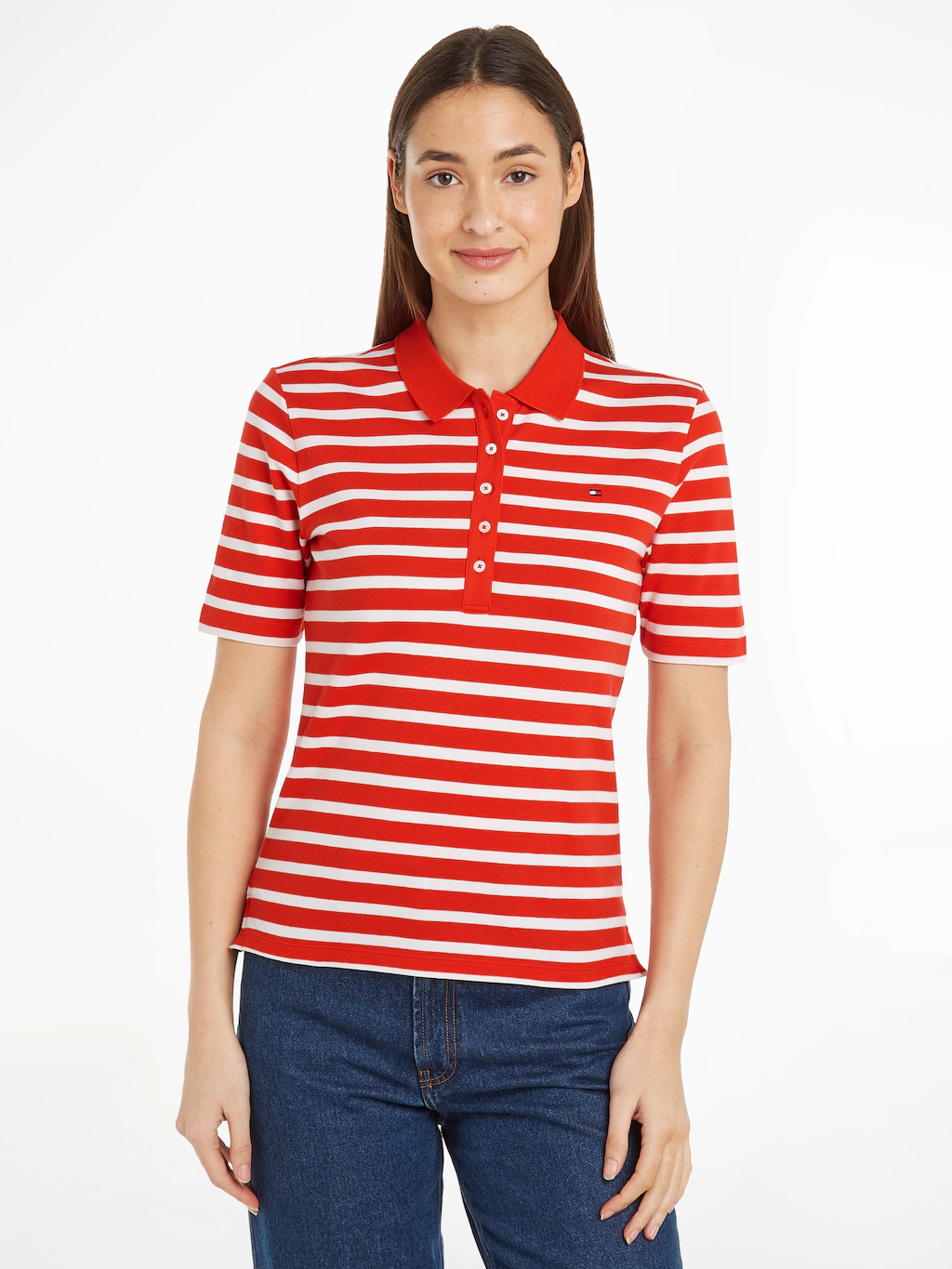 Tommy Hilfiger Poloshirt 1985 REG PIQUE STRIPE POLO SS mit dezenter Tommy H günstig online kaufen