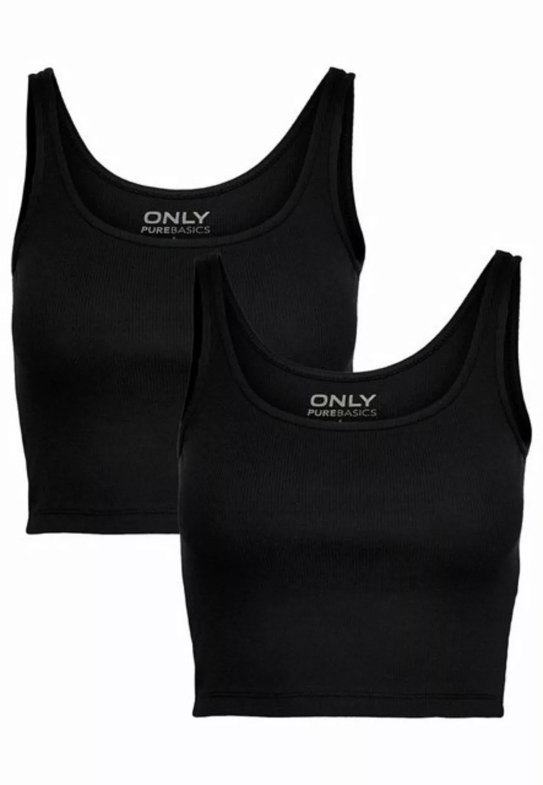 ONLY Shirttop Bauchfrei Geripptes Crop Top 2-er Stück Pack ONLNESSA (2-tlg) günstig online kaufen