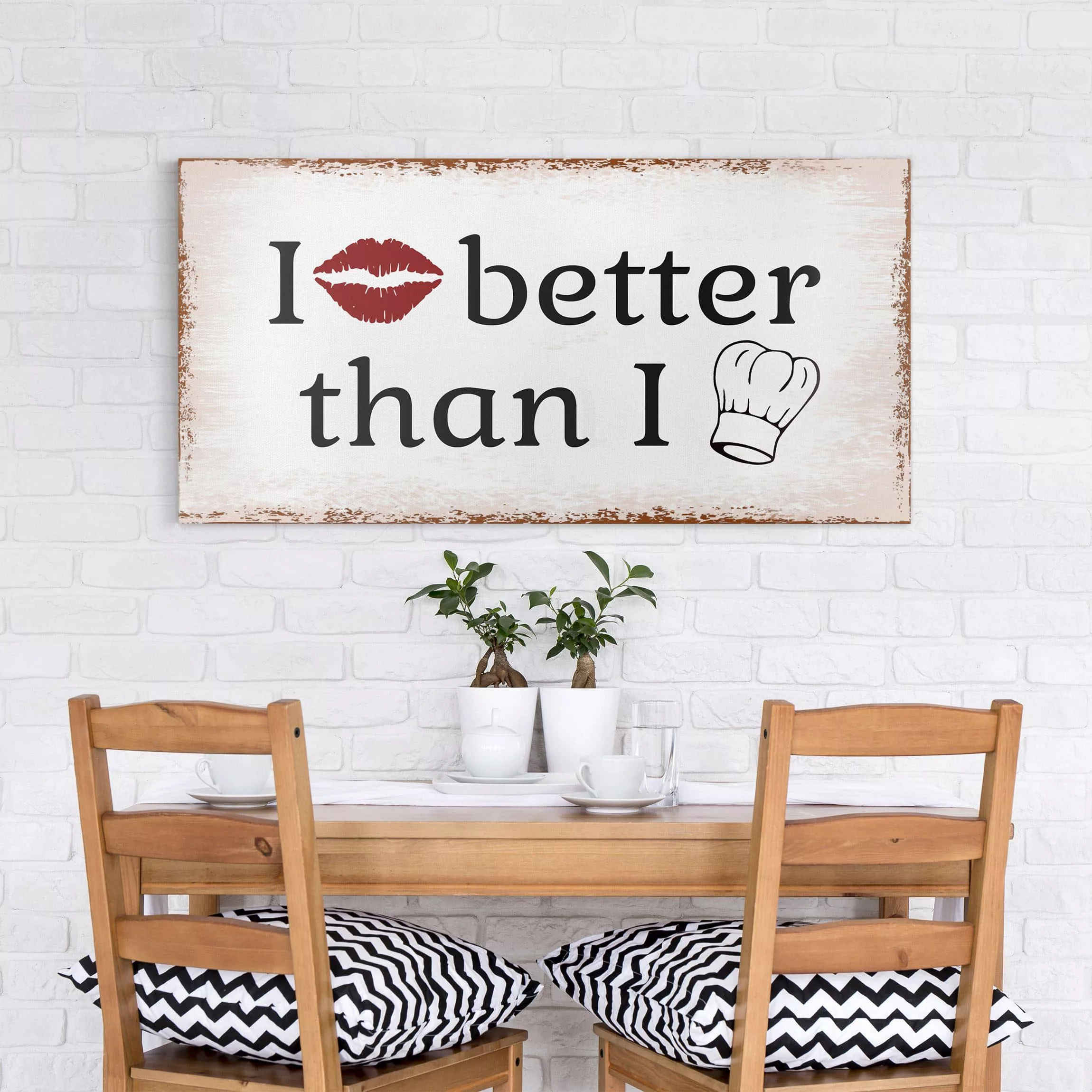Leinwandbild Küchenspruch - Querformat I Kiss Better günstig online kaufen
