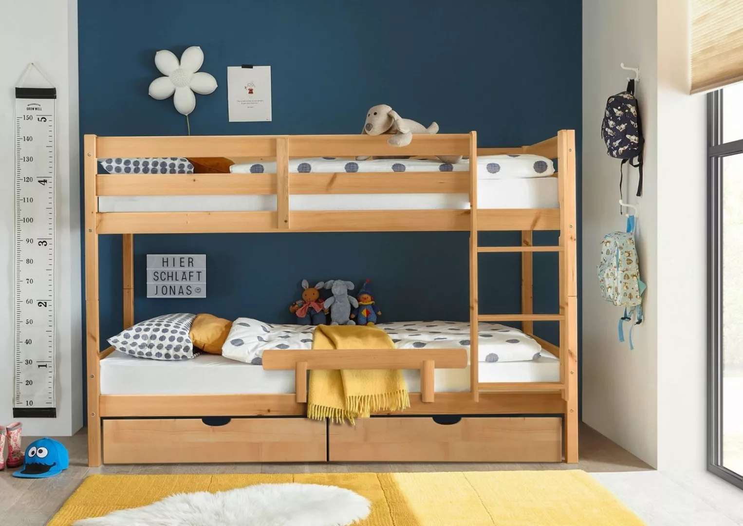 Begabino Etagenbett Schubkästen, Doppelhochbett, Kiefer Massiv lack - 207x1 günstig online kaufen