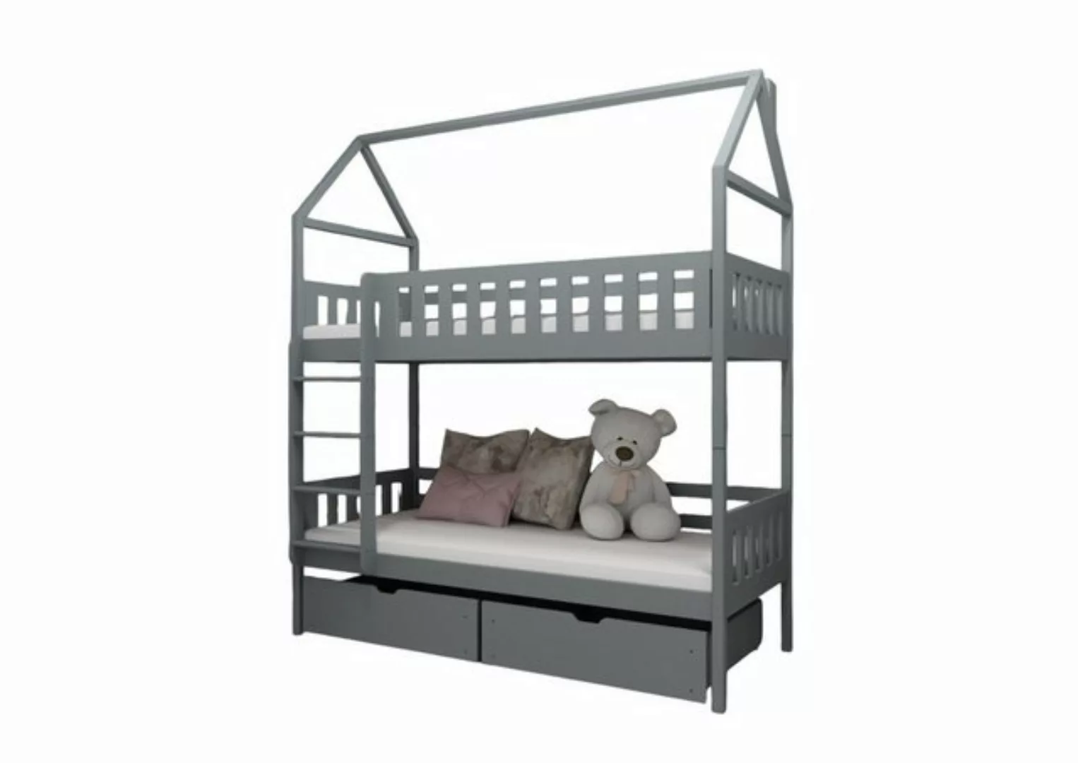 Fun Möbel Hochbett Etagenbett Hausbett Kinderbett WENDY (200x90cm, inkl. Ra günstig online kaufen