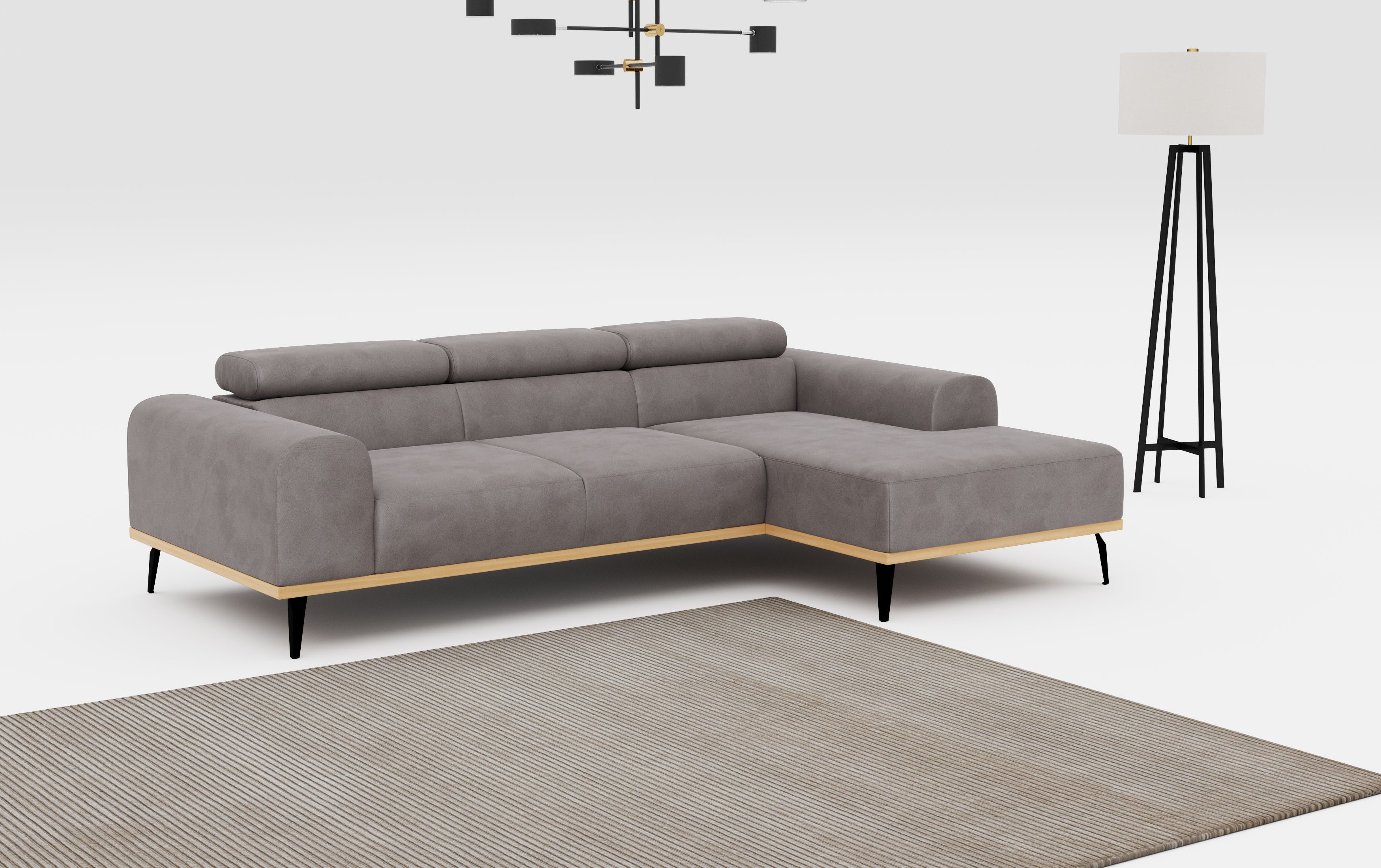 Places of Style Ecksofa "Carlo L-Form", mit Kopfteilverstellung & Holz-Rahm günstig online kaufen