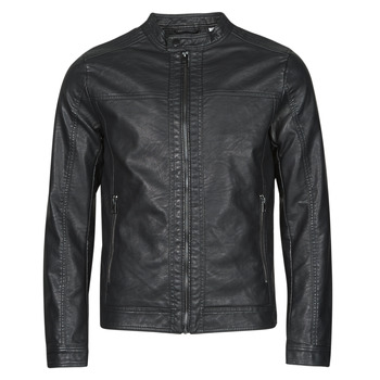 Jack & Jones – Essentials – Schwarze Bikerjacke aus Kunstleder günstig online kaufen