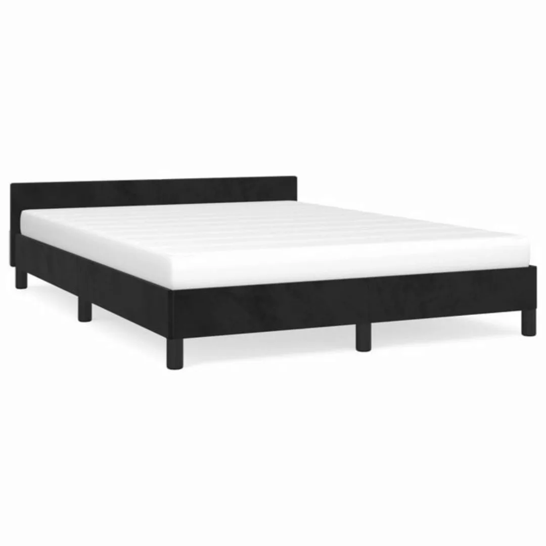 furnicato Bett Bettgestell mit Kopfteil Schwarz 140x200 cm Samt günstig online kaufen