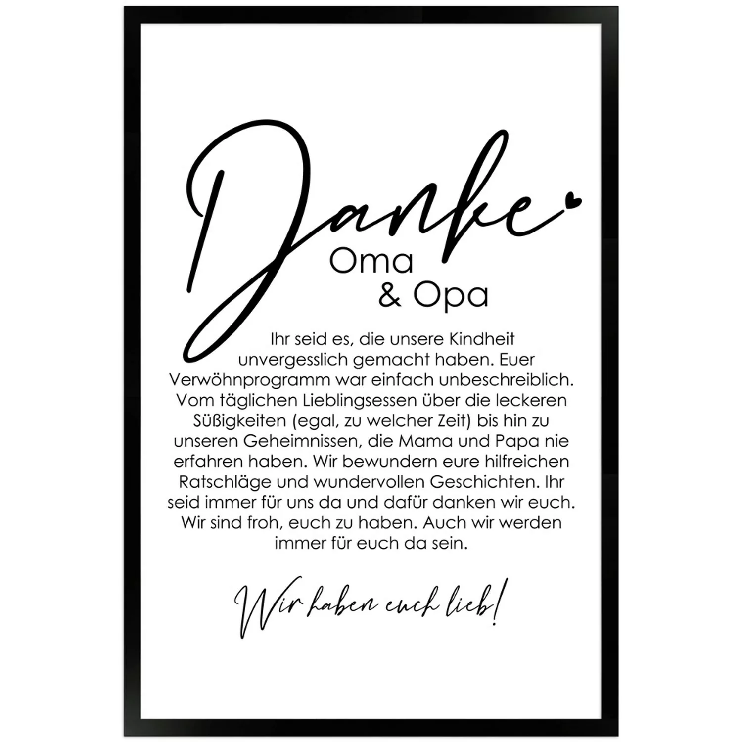 WANDStyle Gerahmtes Poster Danke Oma und Opa 40 x 60 cm Geschenkidee für Me günstig online kaufen